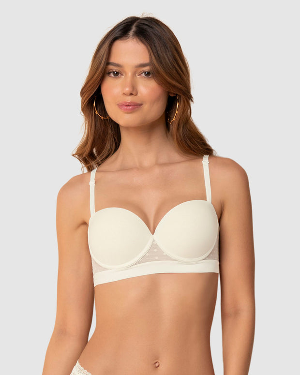 Brasier balconet con realce alto y espalda en tul