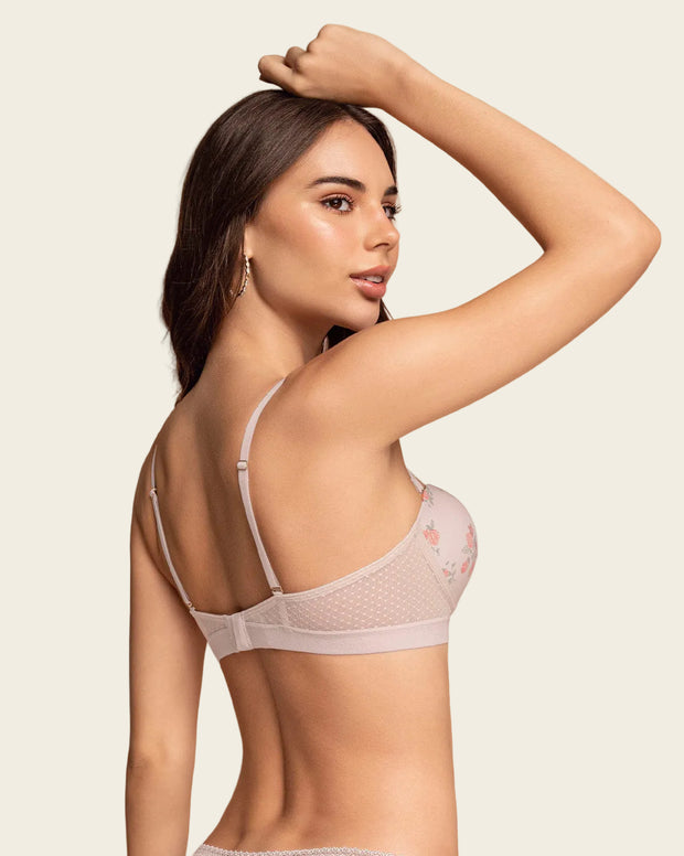 Brasier balconet con realce medio y espalda en tul
