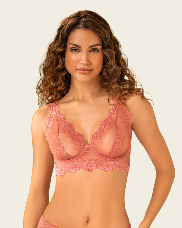 Brasier tipo bralette en encaje y transparencias