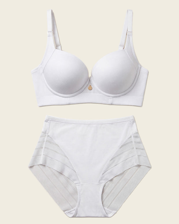 Cover Bra + Panty faja clásico con control en Blanco