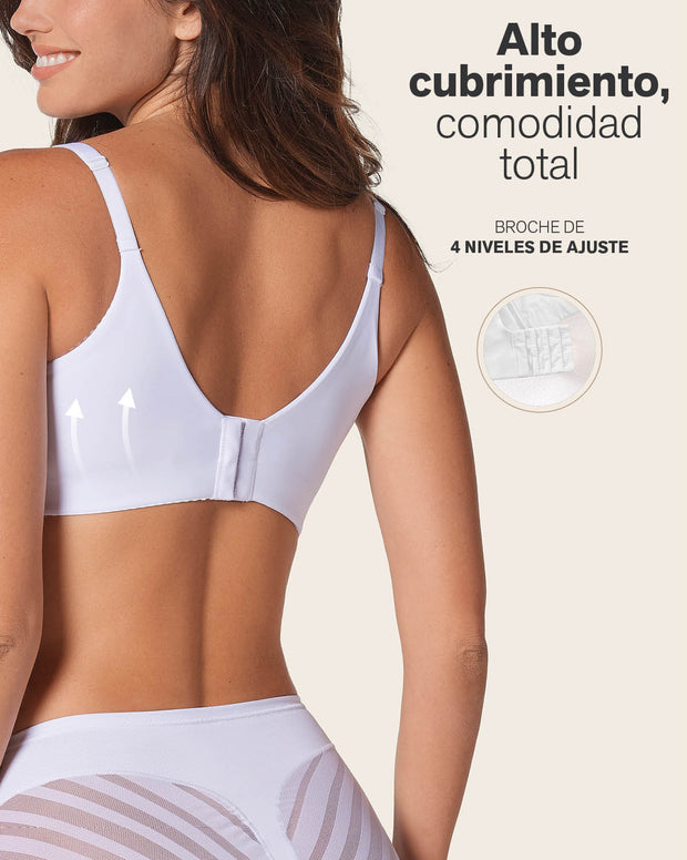 Brasier de realce suave y cubrimiento alto en sisa y espalda cover bra