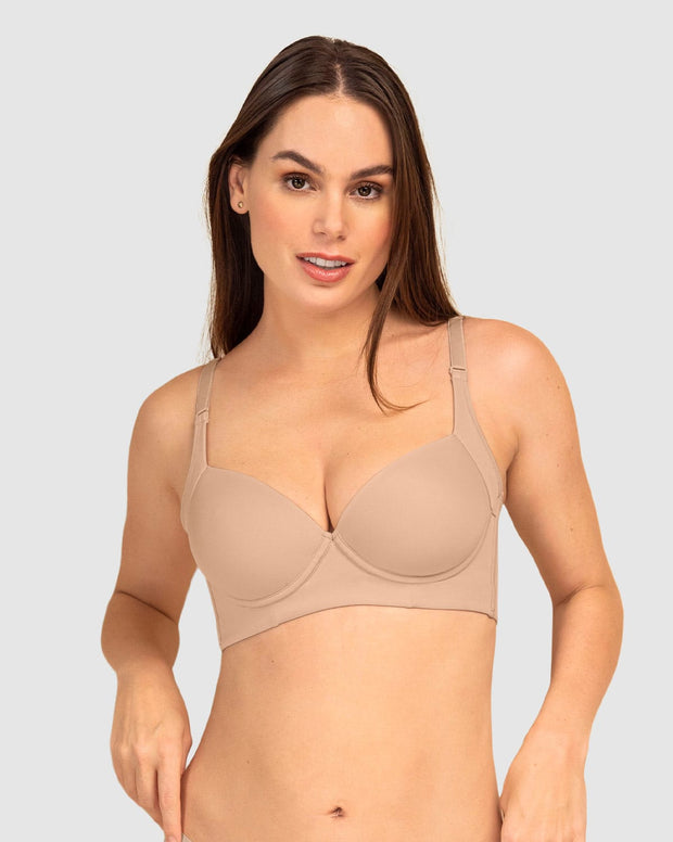 Paquete x2 brasieres de realce suave y cubrimiento alto en sisa y espalda cover bra