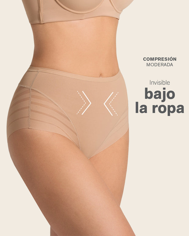 Short de control invisible + Panty faja clásico con control en Café Medio
