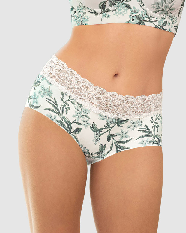 Panty hípster en tela ultraliviana con franja de encaje