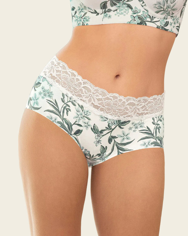 Panty hípster en tela ultraliviana con franja de encaje