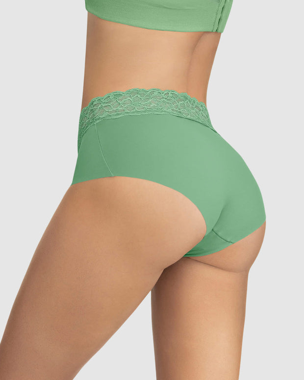 Panty hípster en tela ultraliviana con franja de encaje