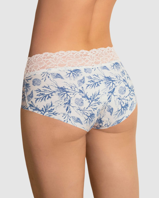 Panty hípster en tela ultraliviana con franja de encaje
