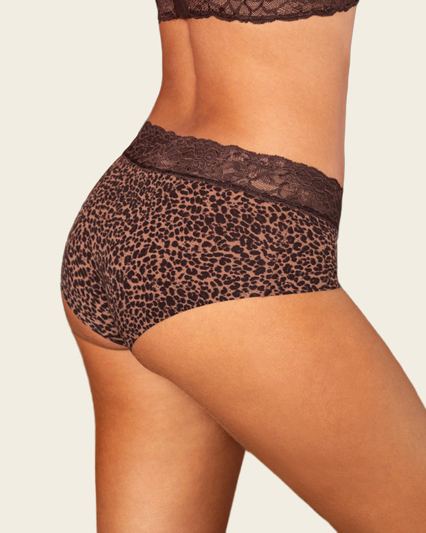 Panty hípster en tela ultraliviana con franja de encaje