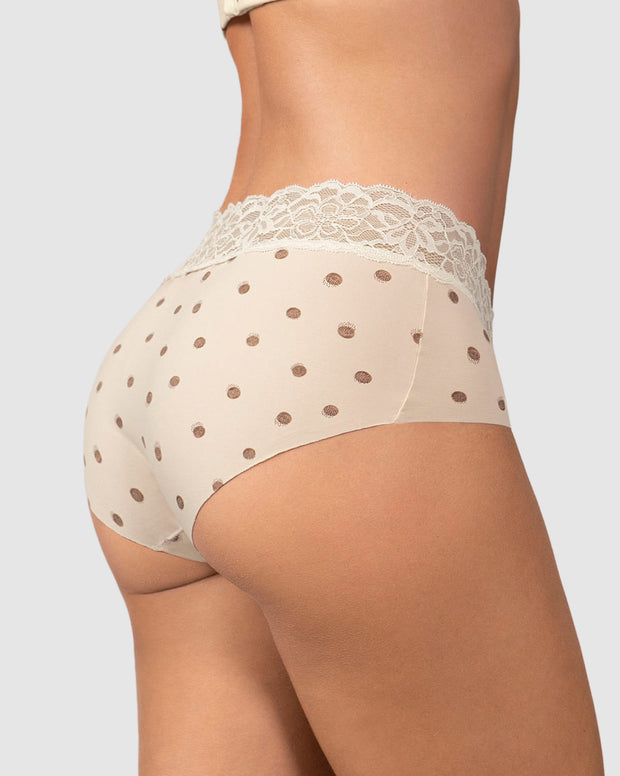 Panty hípster en tela ultraliviana con franja de encaje