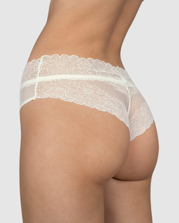 Panty cachetero de tiro medio en tul y encaje