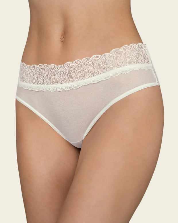 Panty cachetero de tiro medio en tul y encaje