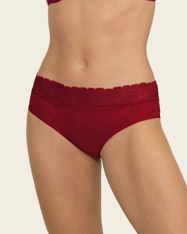 Panty cachetero de tiro medio en tul y encaje