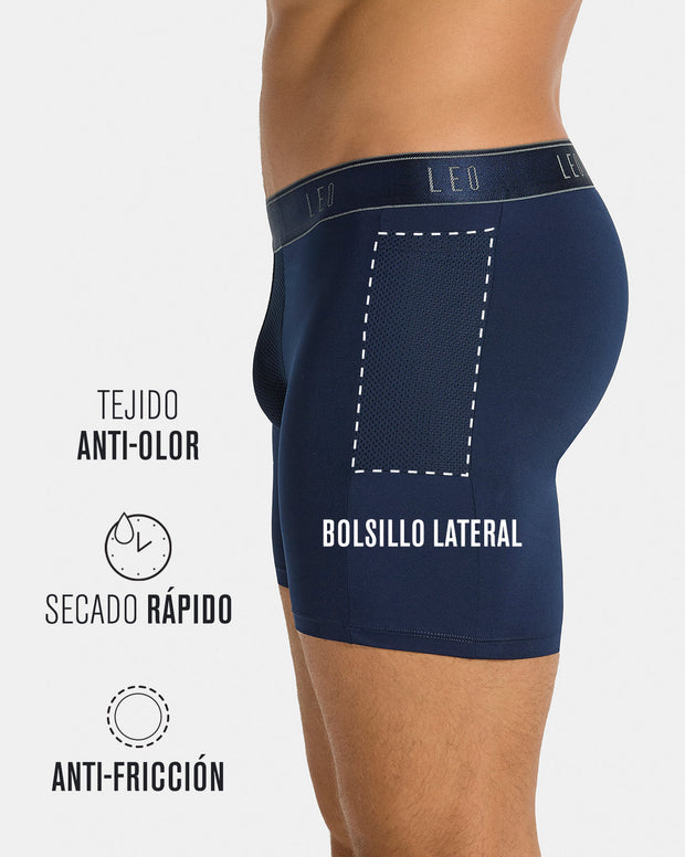 Bóxer deportivo con bolsillo lateral en microfibra