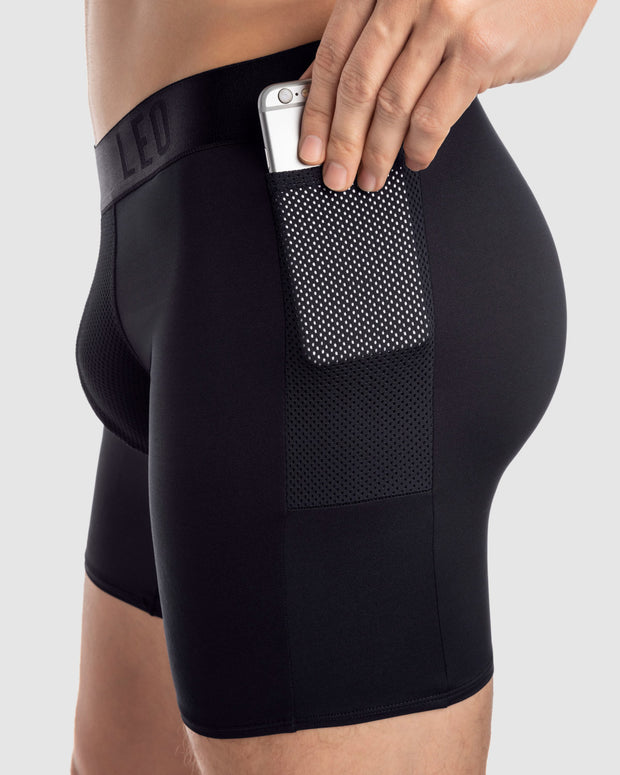 Bóxer deportivo con bolsillo lateral en microfibra
