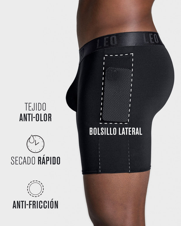 Paquete x 4 bóxers deportivos con bolsillo lateral en microfibra