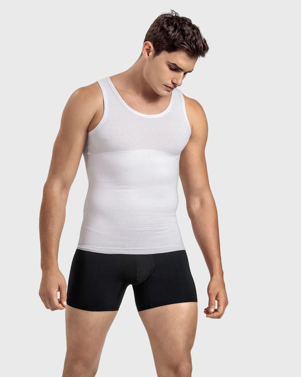 Camiseta de compresión moderada en abdomen y zona lumbar en algodón elástico