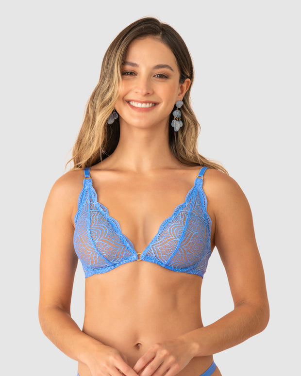 Bralette en encaje con transparencias y arco