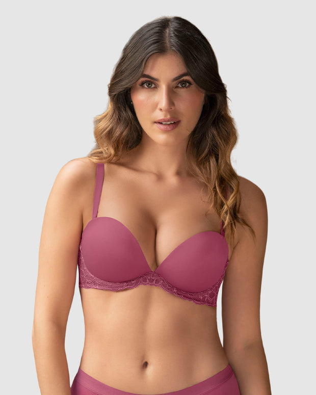 Brasier triple realce efecto 3D escote profundo