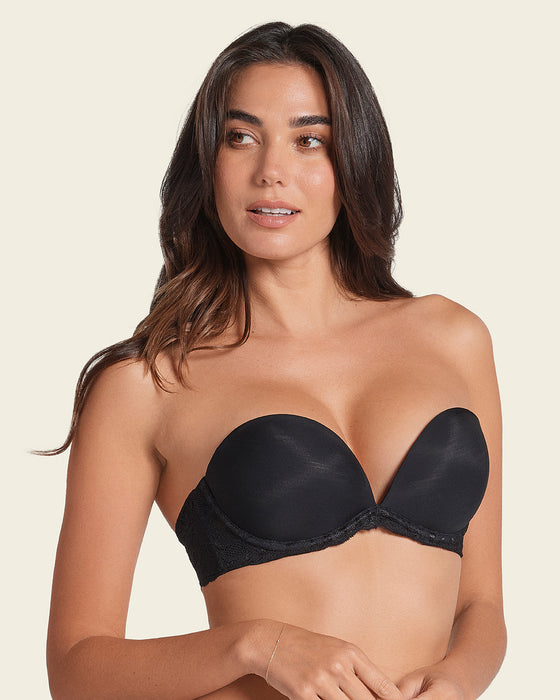 Brasier triple realce efecto 3d escote profundo#color_700-negro