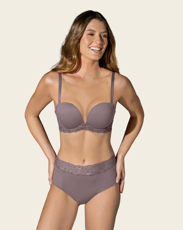 Brasier triple realce efecto 3D escote profundo
