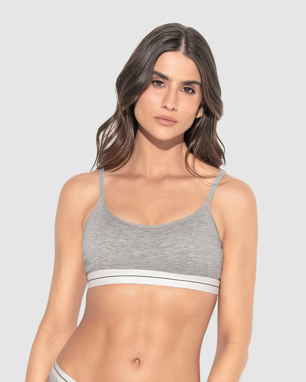 Top en algodón jaspe escote redondo