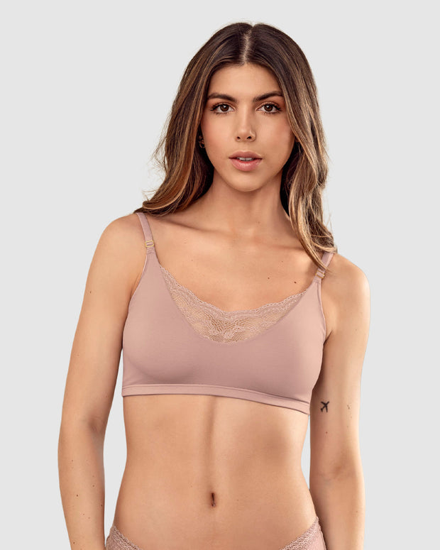 Bralette con detalles de encaje en escote y espalda