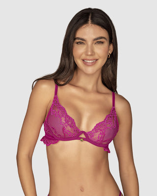 Brasier escote profundo en encaje y tul#color_946-fucsia-fuerte