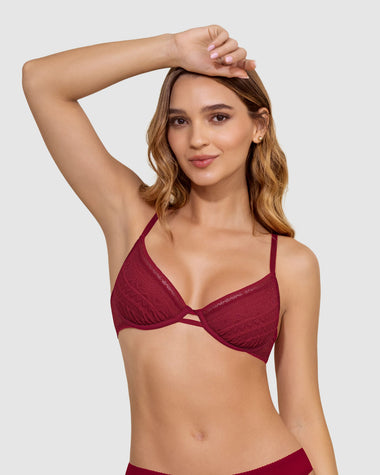 Bralette con arco en encaje liviano y suave#color_309-rojo-oscuro