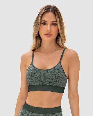 Top en animal print ultraligero en tecnología seamless#color_661-verde-oscuro