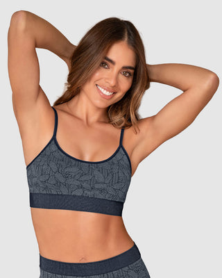 Top en animal print ultraligero en tecnología seamless#color_b55-azul-oscuro-estampado