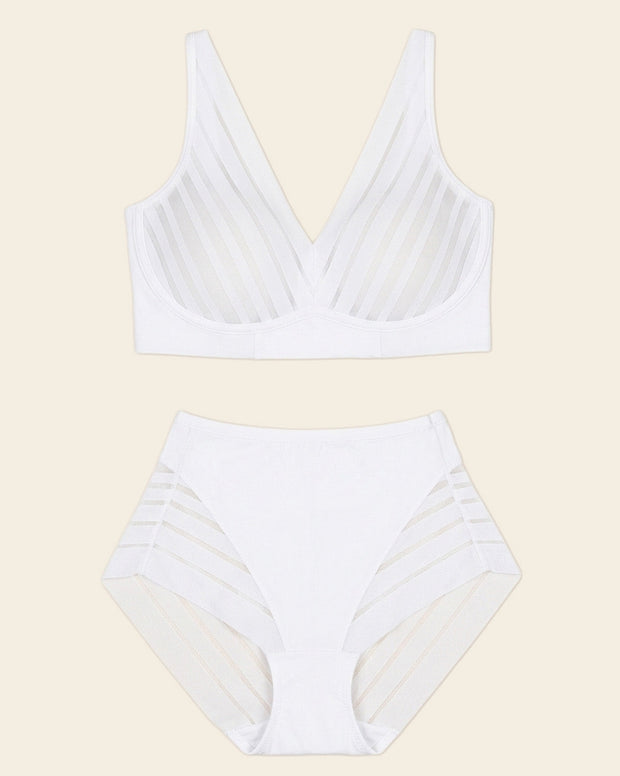 Free-Support bra + Panty faja clásico con control en Blanco