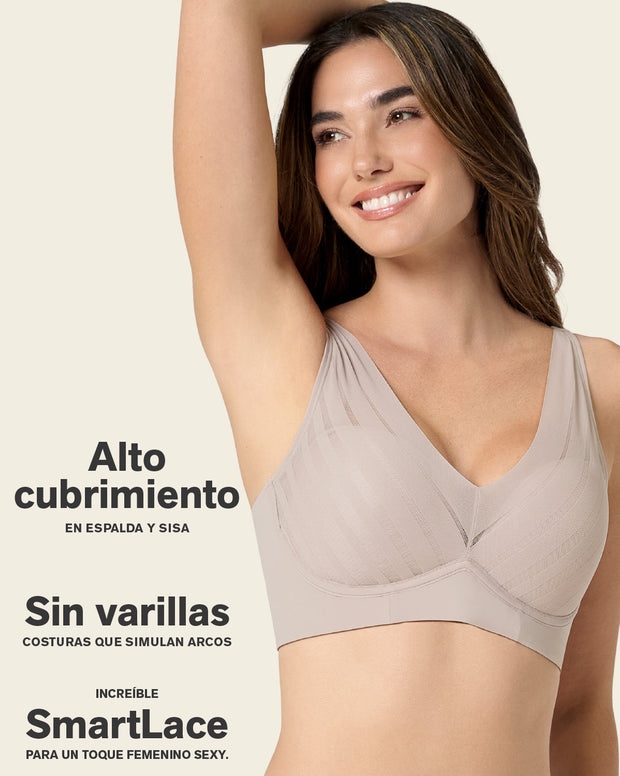 Brasier sin arco, alto cubrimiento en escote y espalda