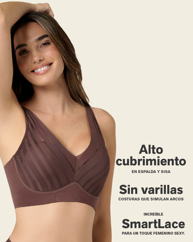 Brasier sin arco, alto cubrimiento en escote y espalda