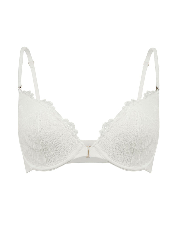 Brasier en encaje con abrochadura frontal y espalda lisa