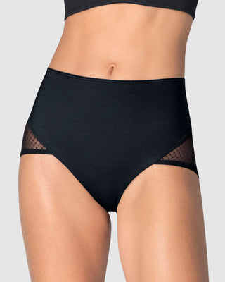 Panty clásico de control fuerte en abdomen, glúteos en tul#color_700-negro