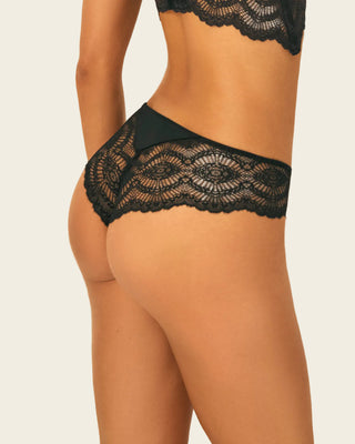 Panty cachetero, en tela lisa y encaje#color_700-negro