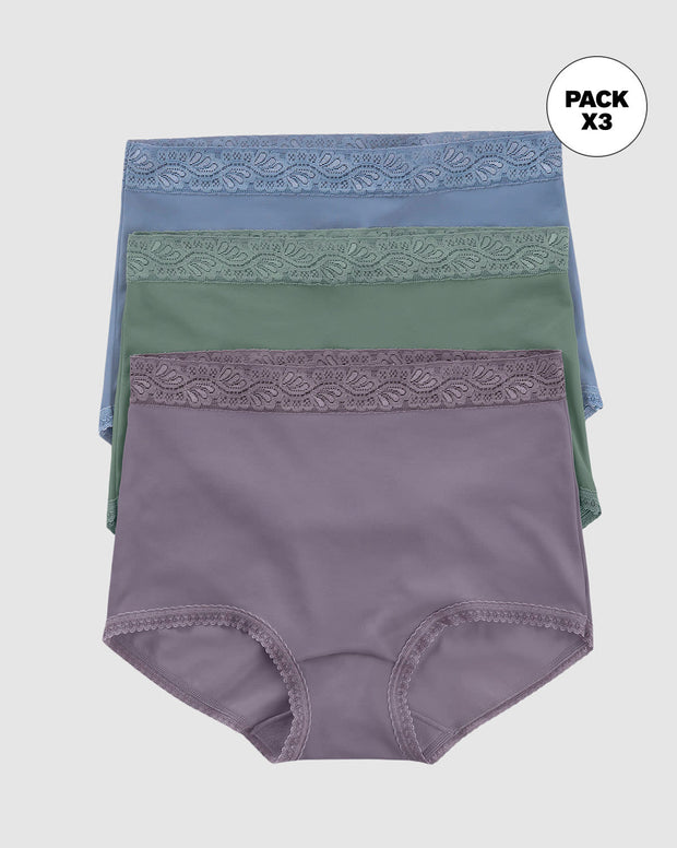 Paquete x 3 Panties Clásicos con Toques de Encaje