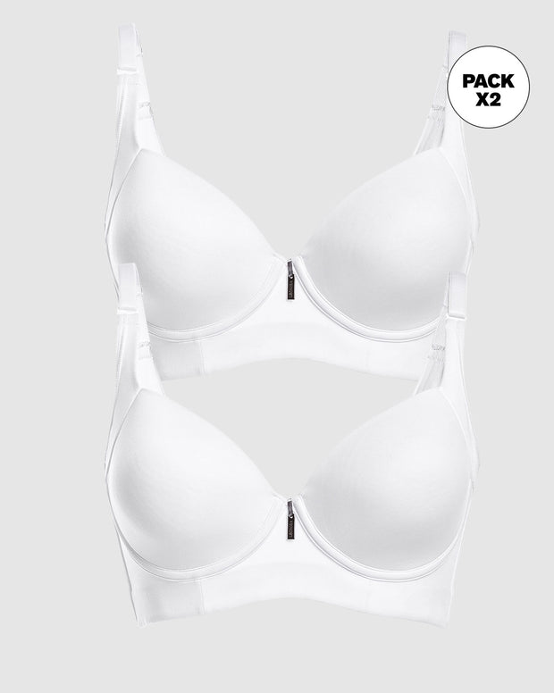 Paquete x2 brasieres de realce suave y cubrimiento alto en sisa y espalda cover bra
