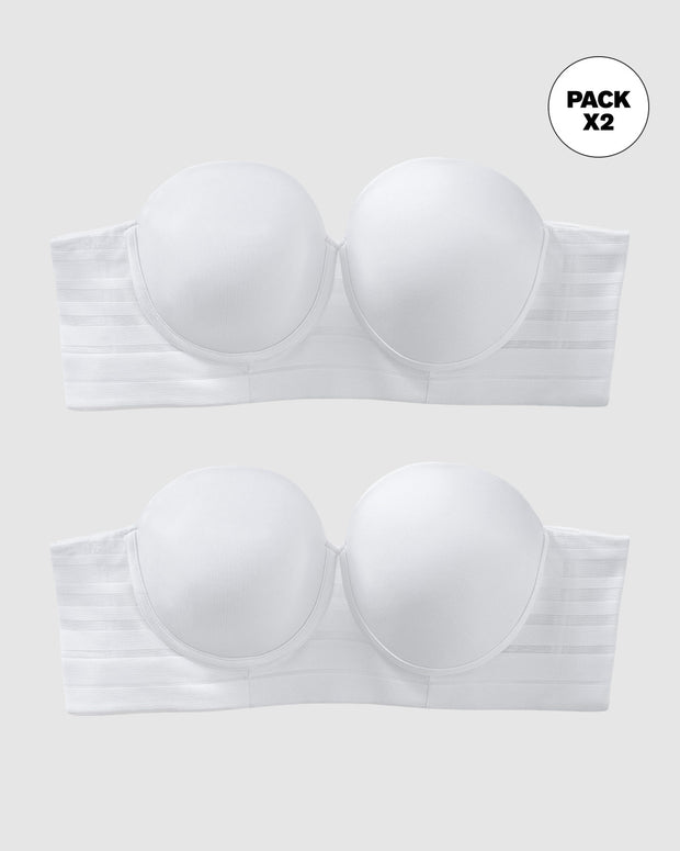 Paquete x2 brasieres tipo bustier support strapless