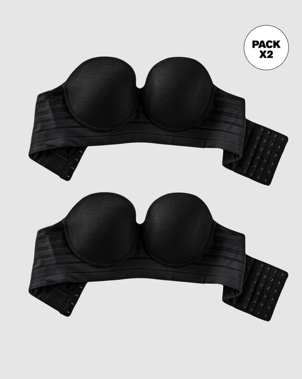 Paquete x2 brasieres tipo bustier support strapless