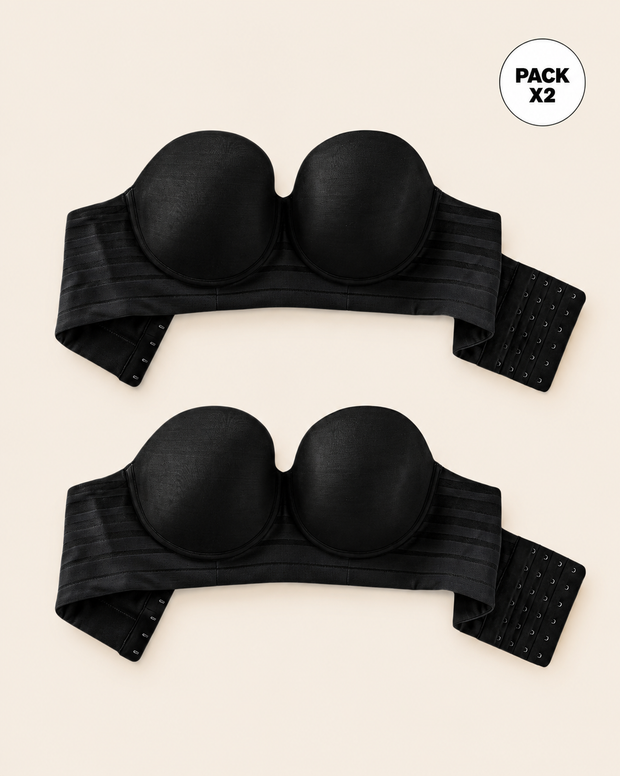 Paquete x2 brasieres tipo bustier support strapless