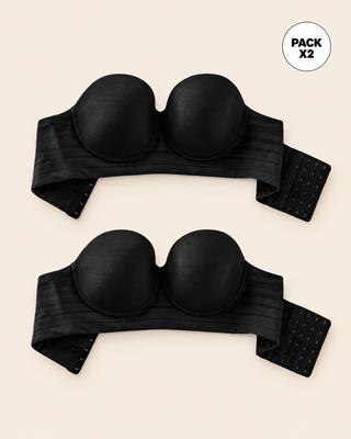Paquete x2 brasieres tipo bustier support strapless#color_700-negro