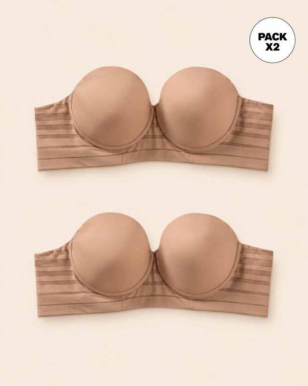 Paquete x2 brasieres tipo bustier support strapless