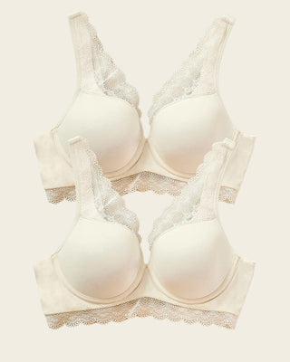 Paquete x2 brasieres de gran cubrimiento: deep coverage bra#color_253-marfil