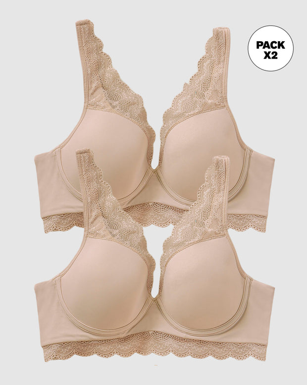 Paquete x2 brasieres de gran cubrimiento: deep coverage bra