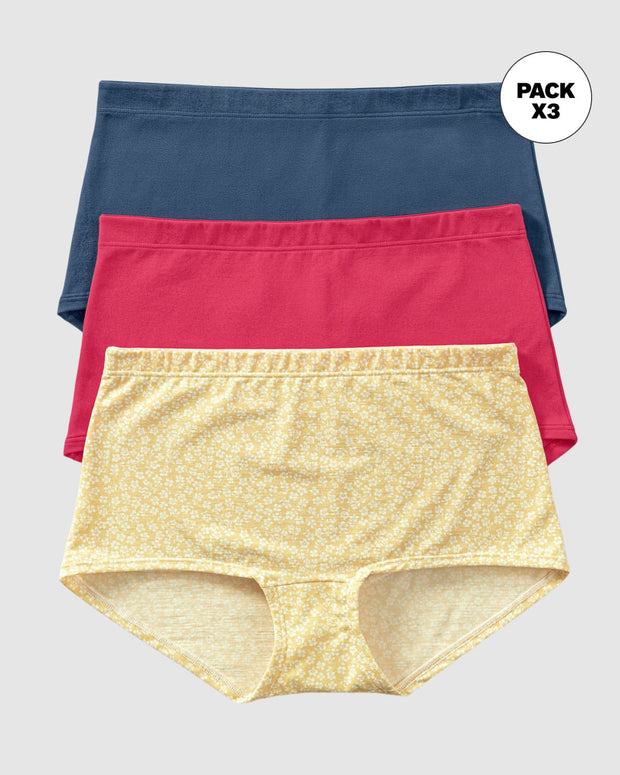 Paquete x 3 bóxers cortos con algodón elástico