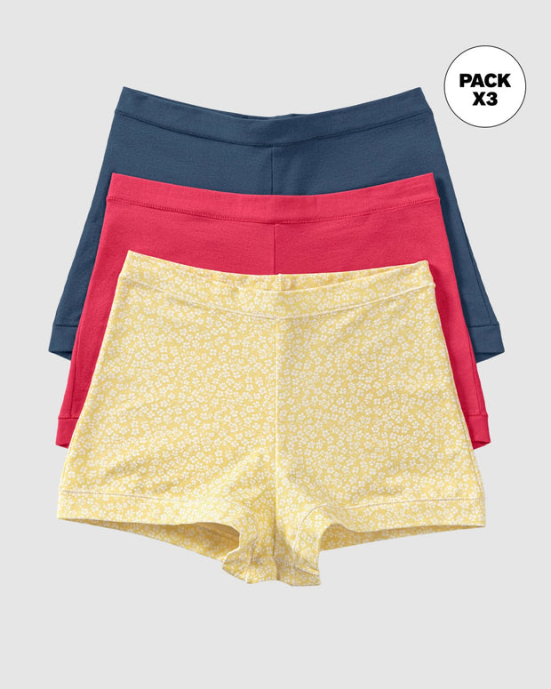 Paquete x 3 bóxers con algodón elástico