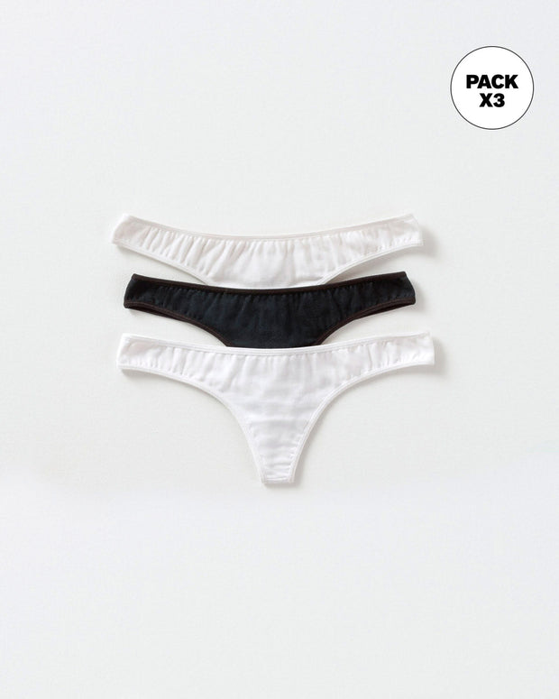 Paquete x 3 tangas brasileras descaderadas en algodón
