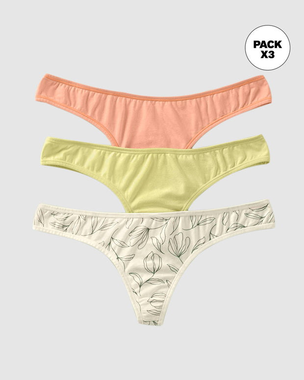 Paquete x 3 tangas brasileras descaderadas en algodón