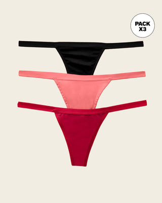 Paquete x 3 tangas brasileras de tiro bajo#color_s55-rojo-coral-negro